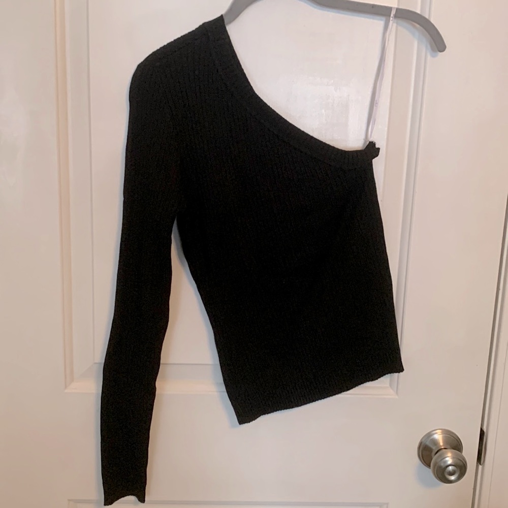 Lulus Ribbed One Shoulder Sweater - Picture 3 of 5